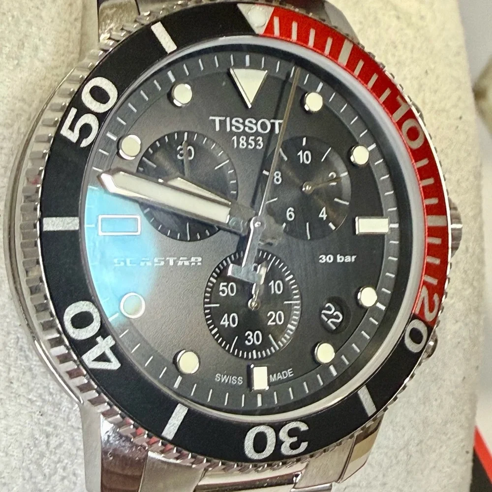 Tissot Seastar Chronograph Date Designer Dive Mens Watch - Picture 3 of 8
